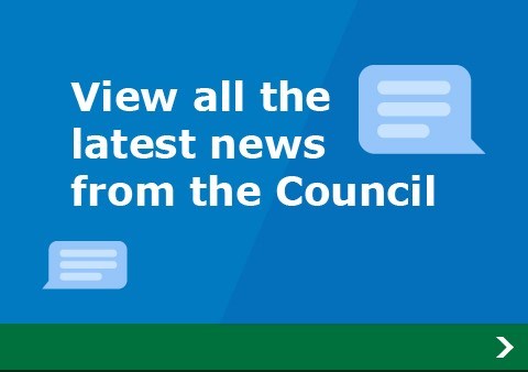 Speech bubbles with the slogan - View all the latest news from the council